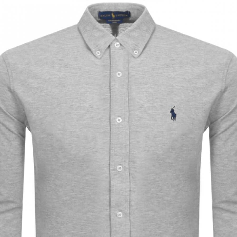 Ralph Lauren Featherweight Mesh Shirt Grey Mainline Menswear Denmark